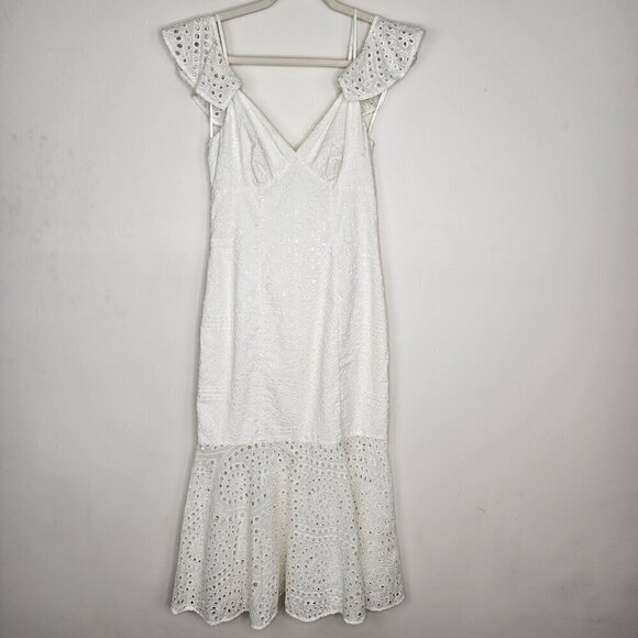 Yumi Kim Off the Shoulder Mermaid Silhouette Eyelet Maxi Dress Small - Picture 5 of 16